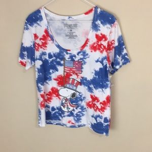 Peanuts Snoopy Tye Dyed 4th of July T-shirt Top NWOT Size Medium